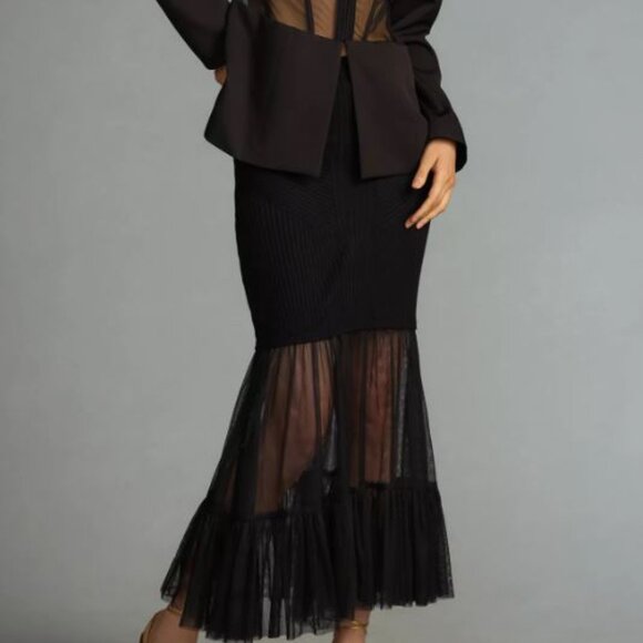 NWOT By Anthropologie Sheer Pleated Knit Midi Skirt Size M Stitch Fix Fall - Picture 5 of 14